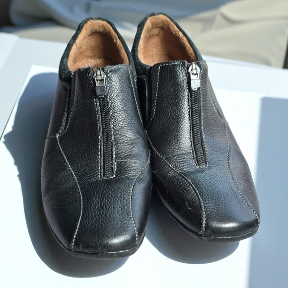 Naturalizer Leather Loafers Zip Up Comfort Walking Shoes Woman 8.5W‎ Black READ - Picture 1 of 10